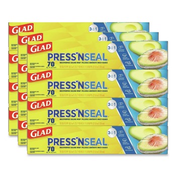 Glad 70441 70 sq. ft. Foot Roll Press'n Seal Food Plastic Wrap (12/Carton)