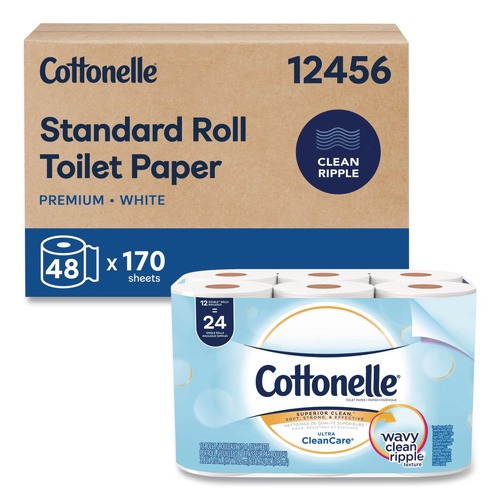Perforated Roll & Hand Towels | Cottonelle 12456 Septic Safe Clean Care Bathroom Tissue - White (48-Rolls/Carton) image number 0