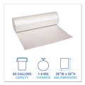Low-Density Trash Bags | Boardwalk X7658DCKR01 38 in. x 58 in. 60 gal. 1.4 mil Low Density Can Liners - Clear (100/Carton) image number 2