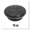 Food Containers & Lids | GEN FCPP-BC-16RND 6.29 in. x 6.29 in. x 1.96 in. 16 oz. Plastic Microwavable Food Container with Lid - Round Black/Clear (150/Carton) image number 4
