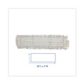 Mop Heads | Boardwalk BWK1636 36 in. x 5 in. Disposable Cotton/Synthetic Dust Mop Head with Sewn Center Fringe - White image number 2