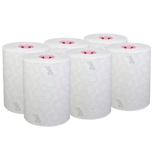 Perforated Roll & Hand Towels | Scott 47032 1-Ply 8 in. x 580 ft. Slimroll Towels - White/Pink (6 Rolls/Carton) image number 0