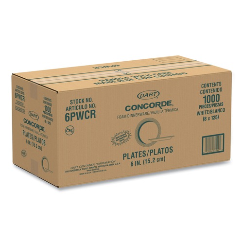 Plates | Dart 6PWCR Concorde 6 in. Diameter Foam Plate - White (1000/Carton) image number 0