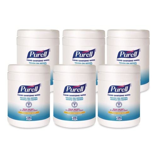 Hand Sanitizing Wipes | PURELL 9113-06 6.75 in. x 6 in. Fresh Citrus Sanitizing Hand Wipes - White, (6/Carton) image number 0