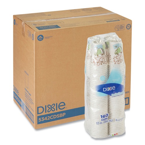 Cups | Dixie 5342CDSBP PerfecTouch 12 oz. Paper Hot Cups - Coffee Haze Design (160/Pack, 6 Packs/Carton) image number 0