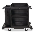 Janitorial & Housekeeping Carts | Rubbermaid Commercial 2202585 23 in. x 53.12 in. x 19.1 in. 3-Shelf Compact Plastic Housekeeping Cart - Black image number 0