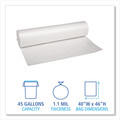 Low-Density Trash Bags | Boardwalk X8046SCKR01 40 in. x 46 in. 45-Gallon 1.1 mil. Perforated Recycled Low-Density Polyethylene Can Liners - Clear (100/Carton) image number 2