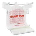 T-Sacks & Thank You Bags | AmerCareRoyal RPTYB6FS 13 in. x 23 in. x 23 in. Thank You - Have a Nice Day Labeling Cut-Out Handles Thank You Bags - White/Red (1000/Carton) image number 1