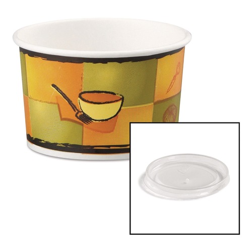 Food Containers & Lids | Chinet 70408 8 oz. - 10 oz. Streetside Paper Food Container with Plastic Lid (250/Carton) image number 0