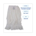 Mop Heads | Boardwalk BWK8002 Enviro Clean Looped Mop Head With Tailband - Medium, White (12/Carton) image number 3