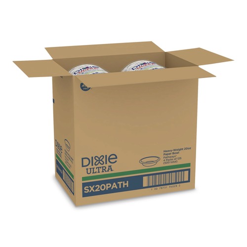 Bowls | Dixie SX20PATH Pathways Heavyweight 20 oz. Paper Bowls - Green/Burgundy (500/Carton) image number 0