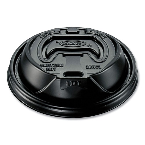 Cup Lids | Dart 16RCLBLK Optima Reclosable Lid fits 12 - 24 oz. Hot Cups - Black (1000/Carton) image number 0