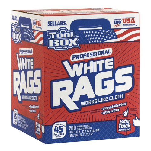 Perforated Roll & Hand Towels | Sellars 58202 1-Ply 9.8 x 12 TOOLBOX Rags - White (6/Carton) image number 0
