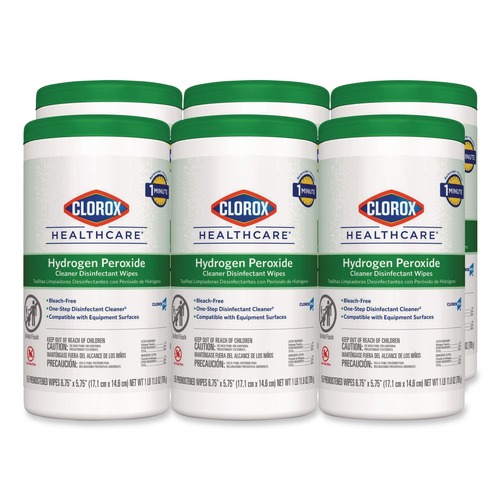 Cleaning Cloths & Wipes | Clorox Healthcare 30825 5.75 in. x 6.75 in. Hydrogen Peroxide Cleaner Disinfectant Wipes - White Unscented (6/Carton) image number 0