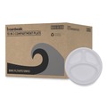 Plates | Boardwalk BWKPLTHIPS10WH3 10 in. Diameter 3-Compartment Hi-Impact Plastic Dinner Plates - White (500/Carton) image number 3
