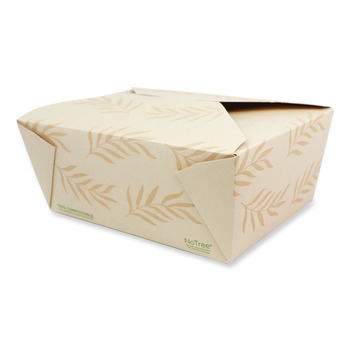 World Centric TO-NT-4 6.25 in. x 8.7 in. x 3.5 in. 95 oz. Sugarcane No Tree Folded Takeout Containers - Natural (160/Carton)