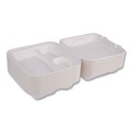 Food Containers & Lids | Eco-Products EP-HC93NFA Vanguard 9 in. x 9 in. x 3 in. 3-Compartment Renewable and Compostable Sugarcane Clamshells - White (200/Carton) image number 5