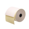 Perforated Roll & Hand Towels | PM Company 7706 3 in. x 90 ft. Impact Printing Carbonless Paper Rolls - White/Canary (50/Carton) image number 4