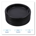 Plates | Boardwalk BWKPLHIPS10BL 10 in. Diameter Hi-Impact Plastic Dinnerware Plate - Black (125/Sleeve, 4 Sleeves/Carton) image number 4