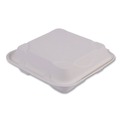Food Containers & Lids | Eco-Products EP-HC93NFA Vanguard 9 in. x 9 in. x 3 in. 3-Compartment Renewable and Compostable Sugarcane Clamshells - White (200/Carton) image number 0