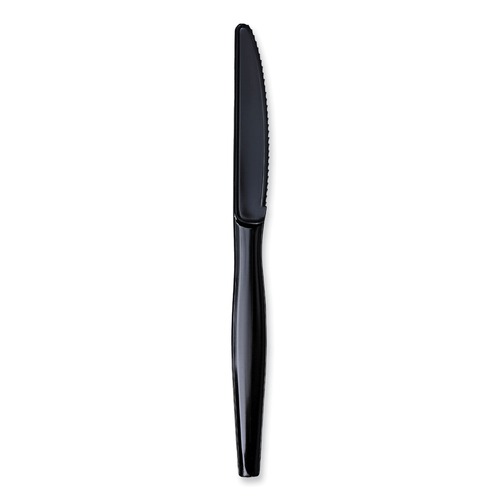 Disposable Knives | Boardwalk BWKKNIHWPSBIW Heavyweight Wrapped Polystyrene Knife - Black (1000/Carton) image number 0