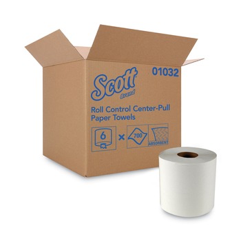 Scott 01032 8 in. x 12 in. 1-Ply Essential Roll Center-Pull Towels - White (6 Rolls/Carton)