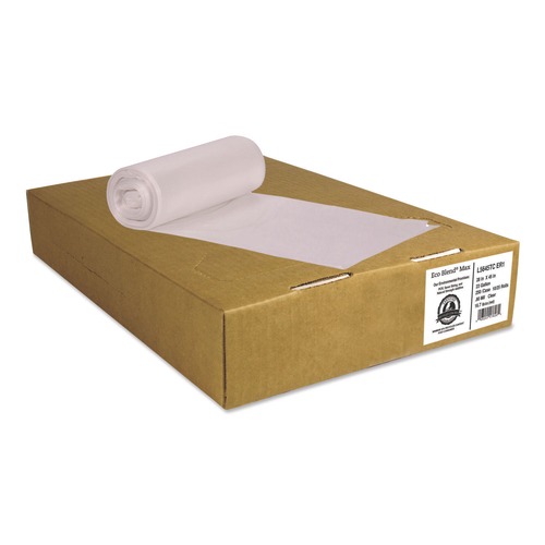 Low-Density Trash Bags | Heritage L5645TC ER1 Eco Blend Max 28 in. x 45 in. 0.8 mil 23 Gallon Can Liners - Clear (25 Bags/Roll, 10 Rolls/Carton) image number 0
