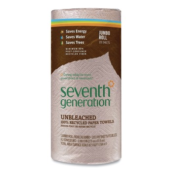 PERFORATED ROLL AND HAND TOWELS | Seventh Generation 13720 2-Ply 11 x 9 Natural Unbleached 100 Percent Recycled Paper Kitchen Towel Rolls (120-Sheets/Roll)