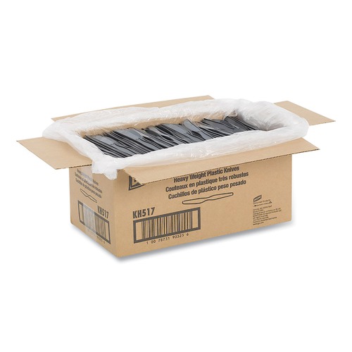 Disposable Knives | Dixie KH517 Heavyweight Knives Plastic Cutlery - Black (1000/Carton) image number 0