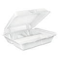 Food Containers & Lids | Dart 90HT3R 9 in. x 9.4 in. x 3 in. 8 oz. 3-Compartment Foam Hinged Lid Container - White (200/Carton) image number 4