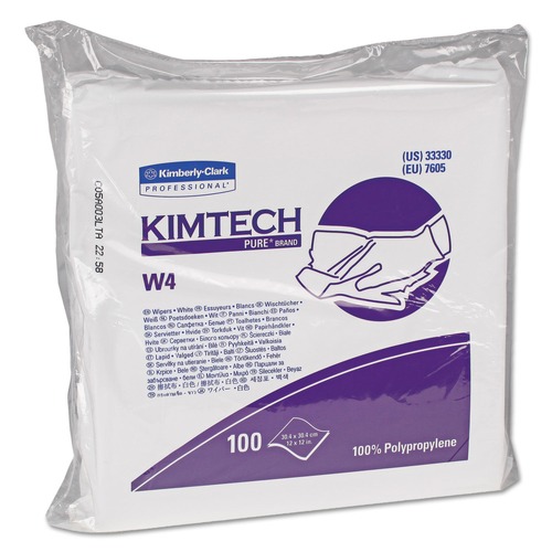 Cleaning Cloths & Wipes | Kimtech 33330 W4 12 in. x 12 in. Flat Double Bag Critical Task Wipers - Unscented, White (100/Bag, 5 Bags/Carton) image number 0