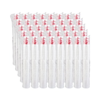 Dart 16J16H 16 oz. Horizon Printed Hot/Cold Foam Drinking Cups - Cranberry/White (1000/Carton)