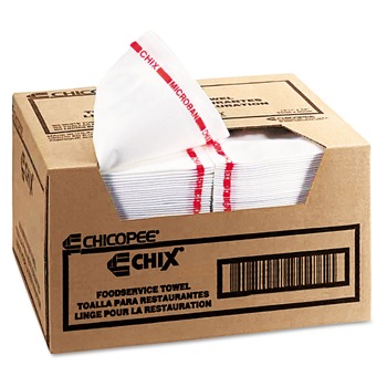 | Chix 8250 13 in. x 24 in. Reusable Fabric Food Service Towels - White (150/Carton)