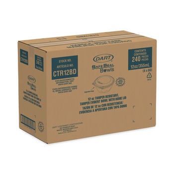 SMALLWARES | Dart CTR12BD 5.5 in. x 2.6 in. 12 oz. Tamper-Resistant/Evident Dome Lid Bowls - Clear (240/Carton)