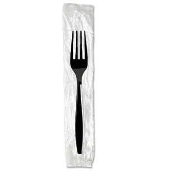 Dixie FH53C7 Individually Wrapped Heavyweight Polystyrene Forks - Black (1000/Carton)