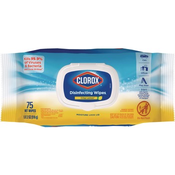 Clorox 31404 8 in. x 7 in. 1-Ply Easy Pull Pack Disinfecting Wipes - Lemon Scent, White