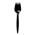 Disposable Sporks | Boardwalk BWKSPORKBLPP Mediumweight Polypropylene Plastic Spork Cutlery - Black (1000/Carton) image number 0