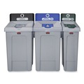 Indoor Waste Receptacles | Rubbermaid Commercial 2171557 Slim Jim 33 gal 1-Stream Mixed Resin Recycling Station - Gray image number 2