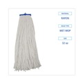 Mop Heads | Boardwalk BWK732R 32 oz. Economical Lie-Flat Rayon Fiber Mop Head - White (12/Carton) image number 4