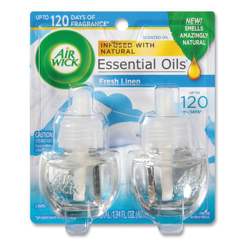 Metered Dispenser Refills | Air Wick 62338-82291 0.67 oz. Scented Oil Twin Refill - Fresh Linen (6/Carton) image number 0