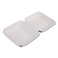 Food Containers & Lids | Eco-Products EP-HC81 Vanguard 8 in. x 8 in. x 3 in. Compostable Sugarcane Clamshells - White (200/Carton) image number 0