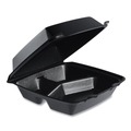 Food Containers & Lids | Dart 85HTB3R 3 Compartments 7.96 in. x 3.2 in. x 8.36 in. Foam Insulated Foam Hinged Lid Containers - Black (200/Carton) image number 0