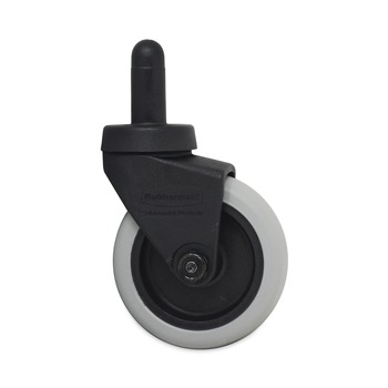CASTERS | Rubbermaid Commercial FG7570L20000 3 in. Soft Rubber Wheel Grip Ring Stem Replacement Bayonet-Stem Swivel Casters - Black