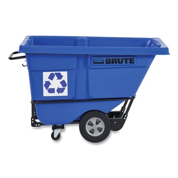 UTILITY AND CUBE TRUCKS | Rubbermaid Commercial 2089826 BRUTE 1,250 lb Capacity 1 cu. Yd. Plastic/Steel Frame Rotomolded Recycling Tilt Truck - Blue