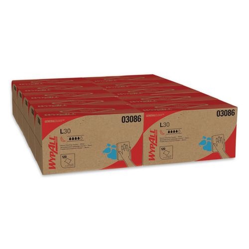 Perforated Roll & Hand Towels | WypAll 03086 10 in. x 9.8 in. POP-UP Box L30 Towels - White (1200/Carton) image number 0