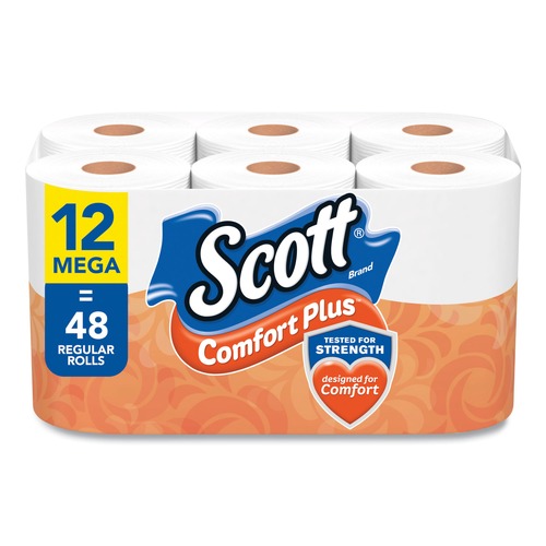 Toilet Tissues | Scott 54245 ComfortPlus 1-Ply Septic Safe Mega Roll Toilet Paper - White (24/Carton) image number 0