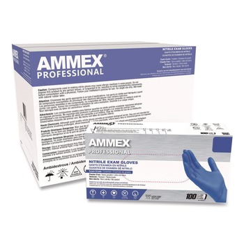 PRODUCTS | Ammex ACNPF44100 9.5 in. Long 3 mil Thick Powder-Free Nitrile Exam Gloves - Medium, Blue (1000/Carton)