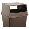 Waste Receptacle Lids | Rubbermaid Commercial FG256V00BRN 23 in. x 26.63 in. x 13 in. Hooded Top Glutton Receptacle without Door - Brown image number 1