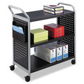 Carts | Safco 5339BL 31 in. x 18 in. x 38 in. 3 Shelves 1 Bin 300 lbs. Capacity Scoot 3-Shelf Metal Utility Cart - Black/Silver image number 1