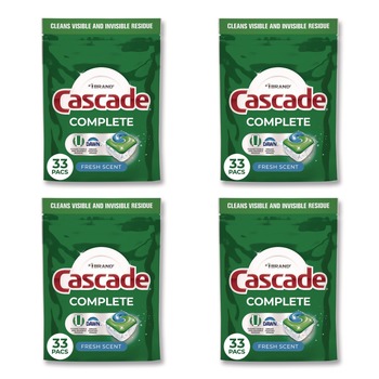 Cascade 80797047 Complete ActionPacs, Fresh Scent, 17.6 oz Bag, 33 Pacs/Bag, 4 Bags/Carton